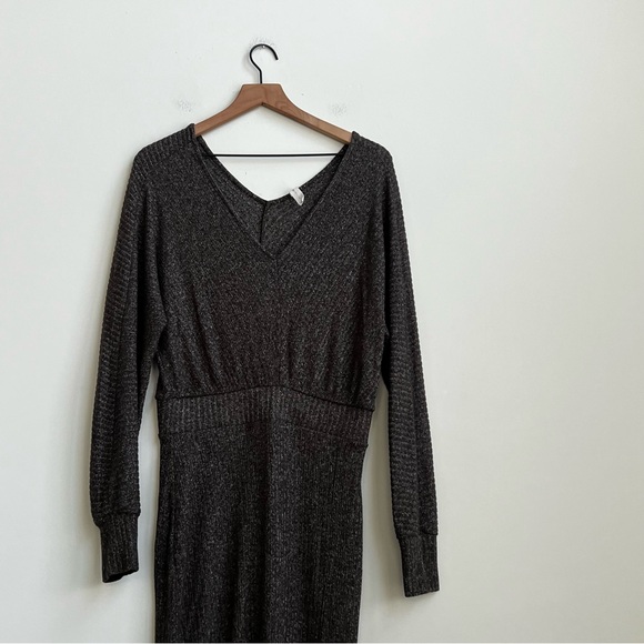 Anthropologie Daily Practice Barre Midi V-neck Rib Knit Sweater Dress Hipster - Picture 7 of 16